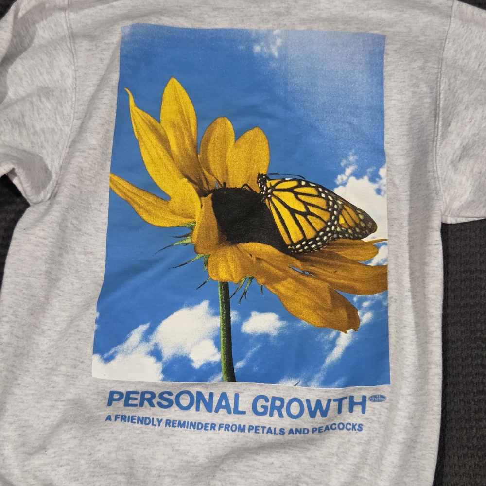 Gray Sweater with Yellow Butterfly Graphic